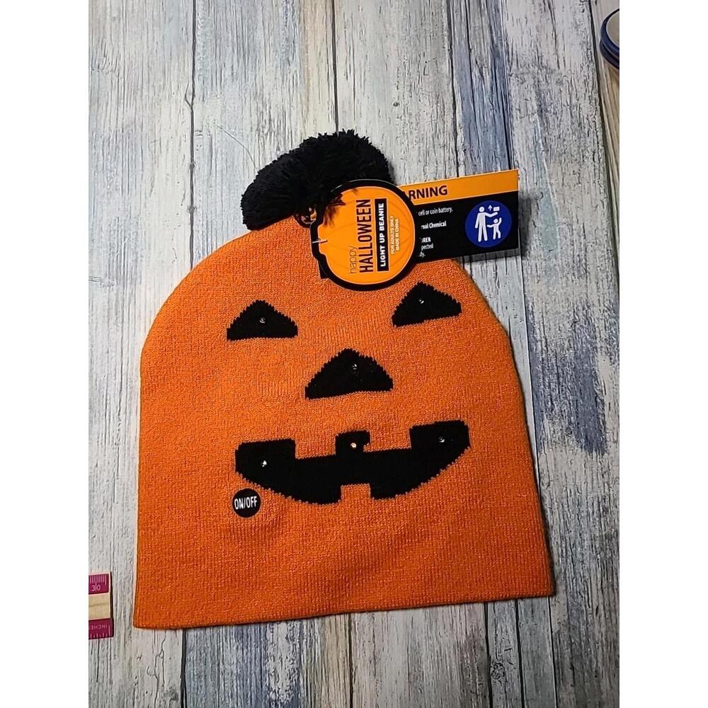 Happy Halloween Light Up Beanie Unisex Adults